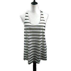 Steve Madden White/Black Racer Back Oversized Tunic Tank Top Size XS